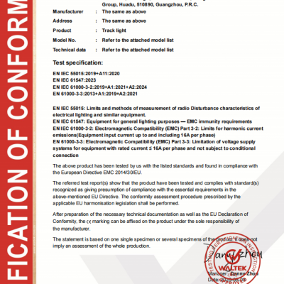 OLEO4 / OLEO5 10mm Magnetic Light CE EMC Certification & Test Report